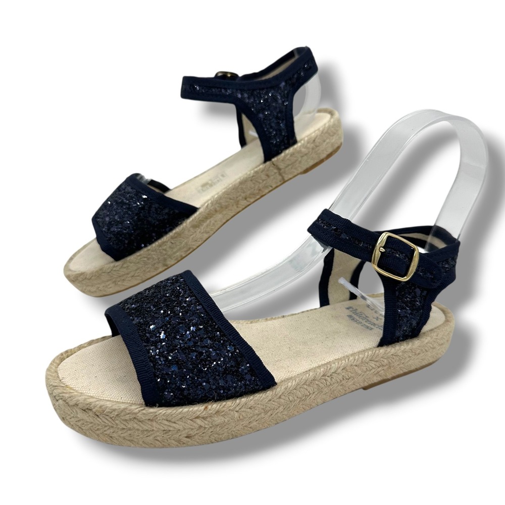 Crewcuts x Childrenchic Navy Glitter Espadrille Sandals Made in Spain Size 34